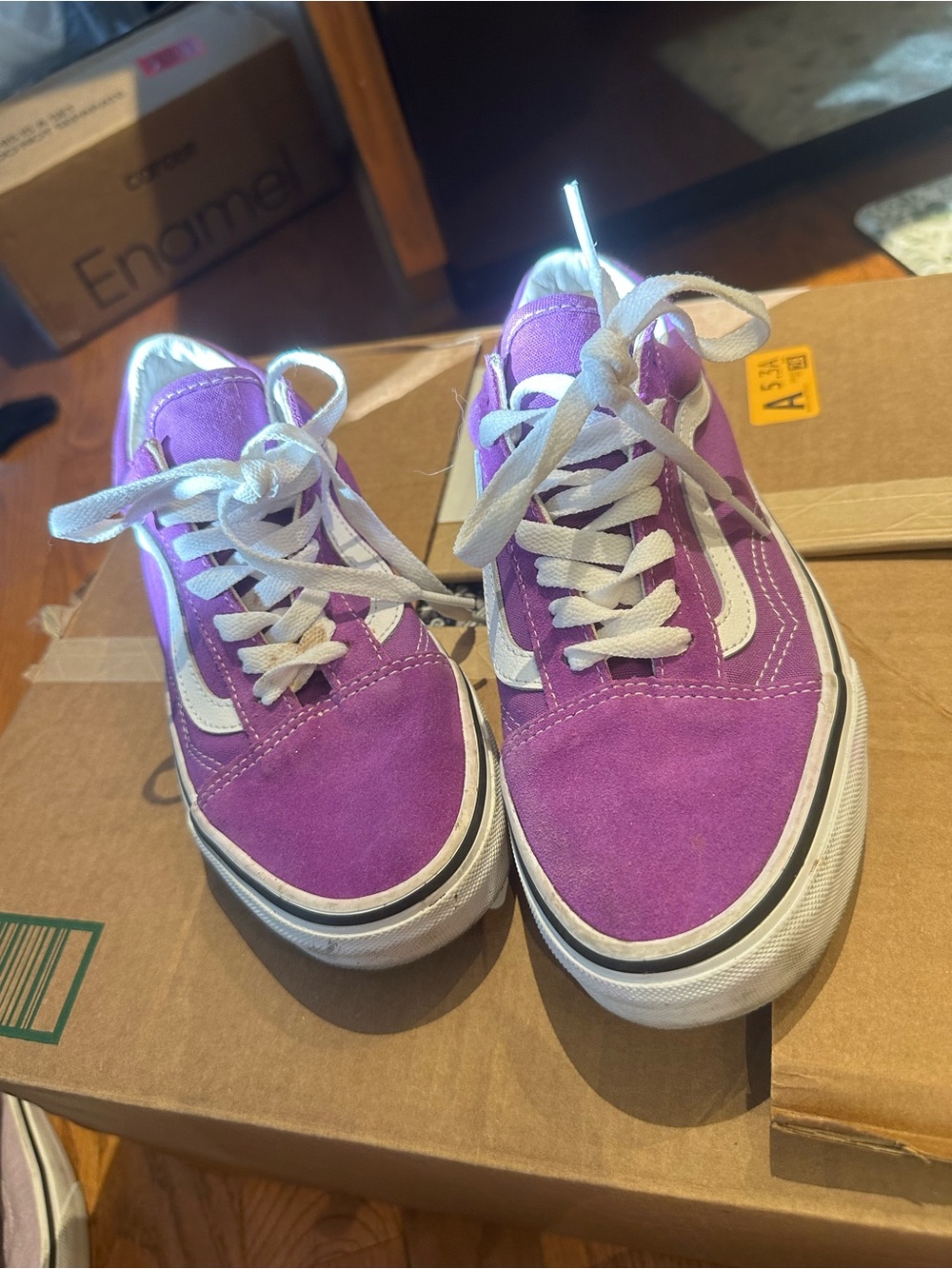Vans Purple Low-Top Old Skool Sneakers with White Stripe